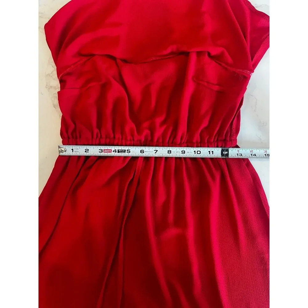 Women's Red Split Side Adjustable Strap Midi Dress Size M New With Tags - Picture 9 of 13